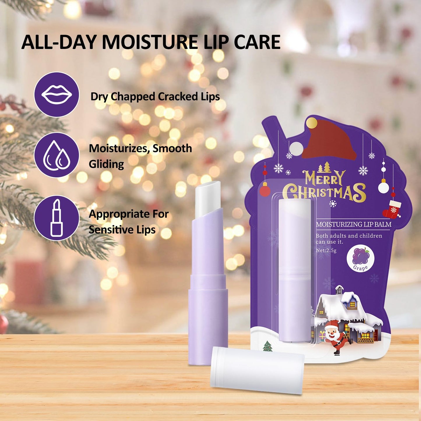 Irev Christmas lip balm side view branding