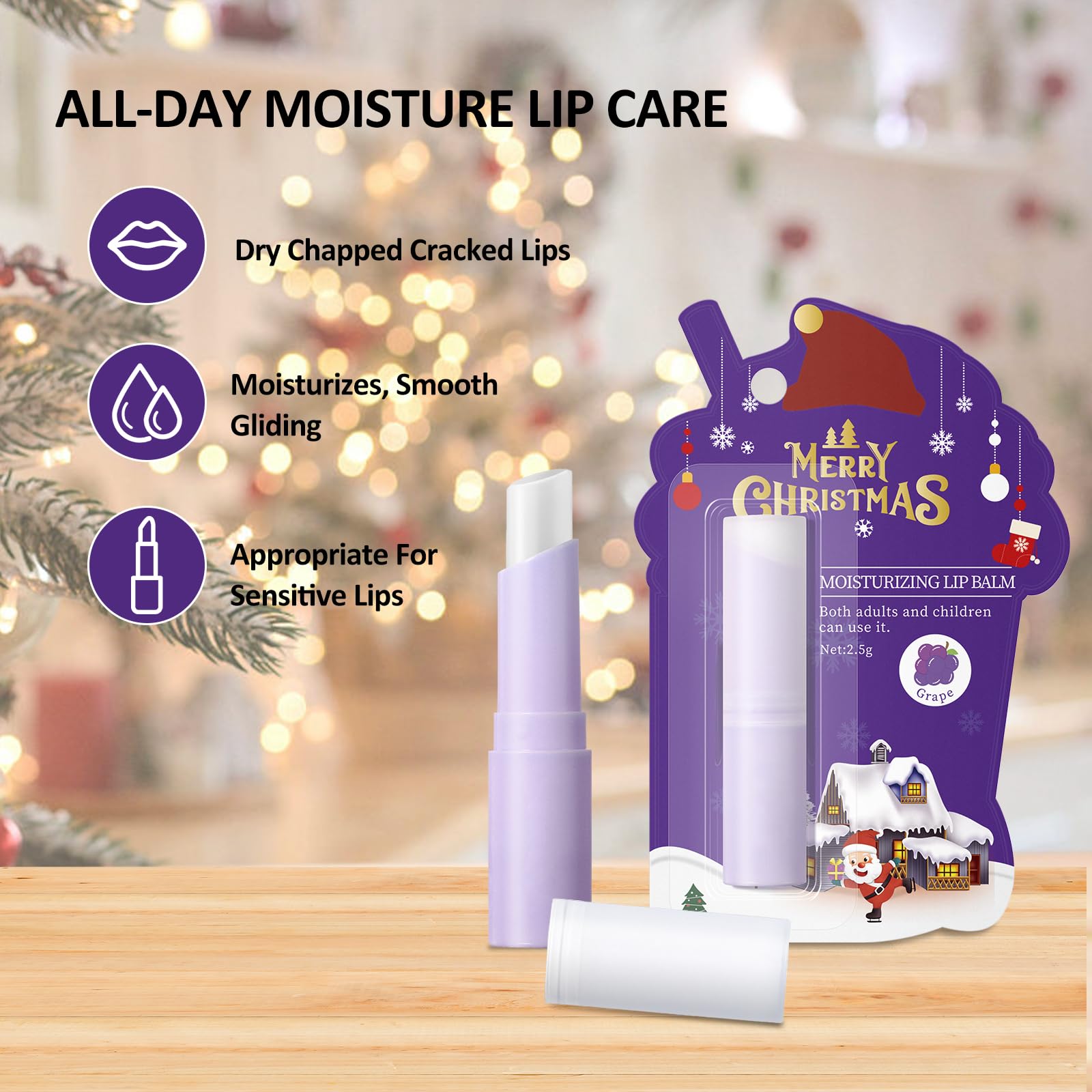 Irev Christmas lip balm side view branding