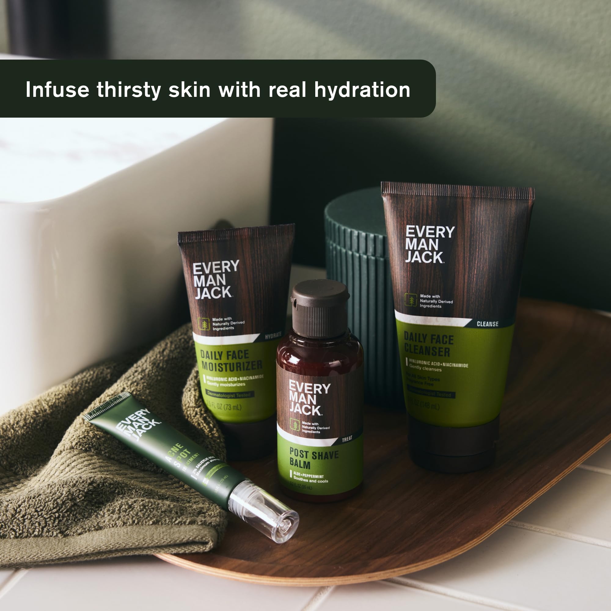 Two piece Every Man Jack men's skin revive bundle for dry and sensitive skin types