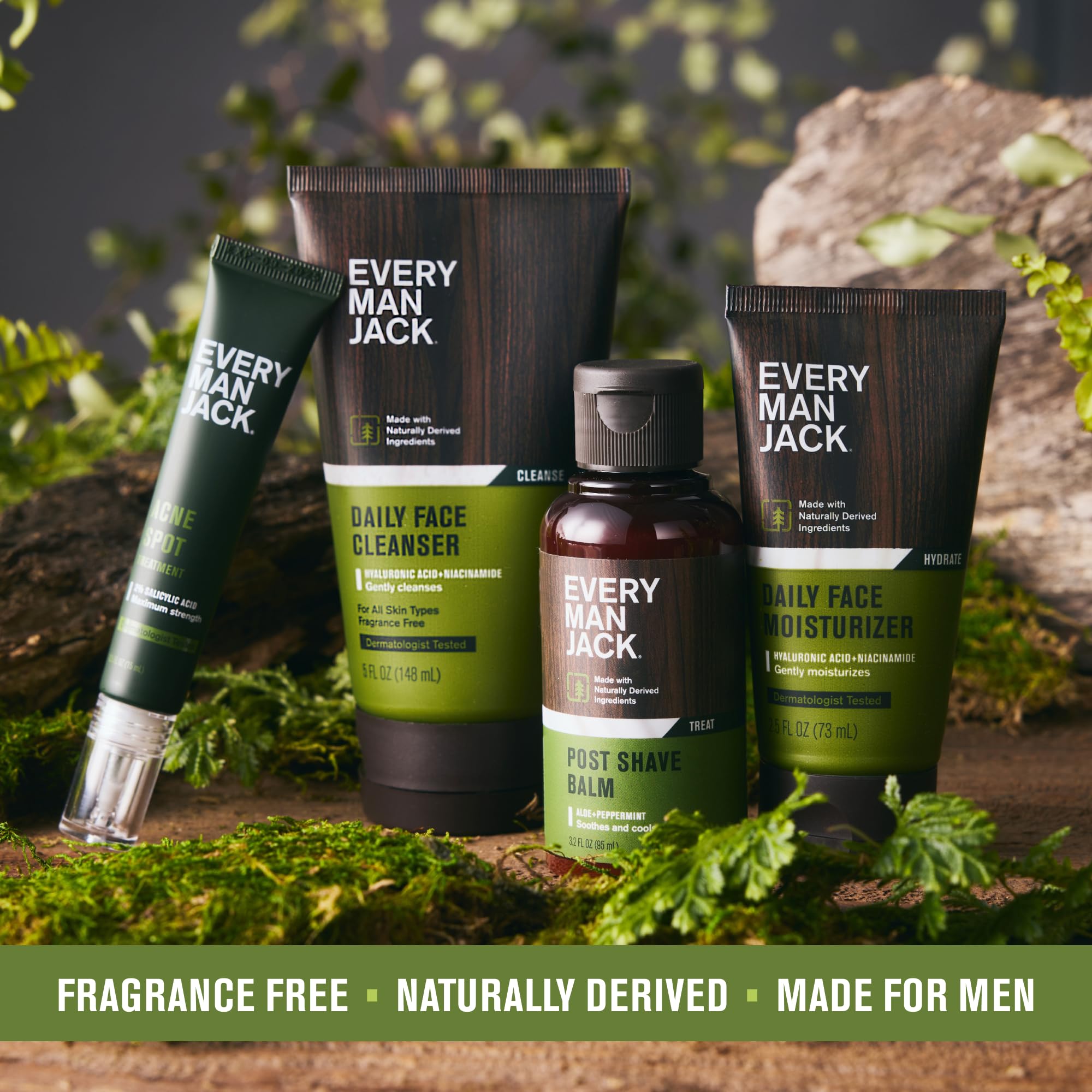 Dermatologist tested Every Man Jack clean skincare set without parabens or phthalates