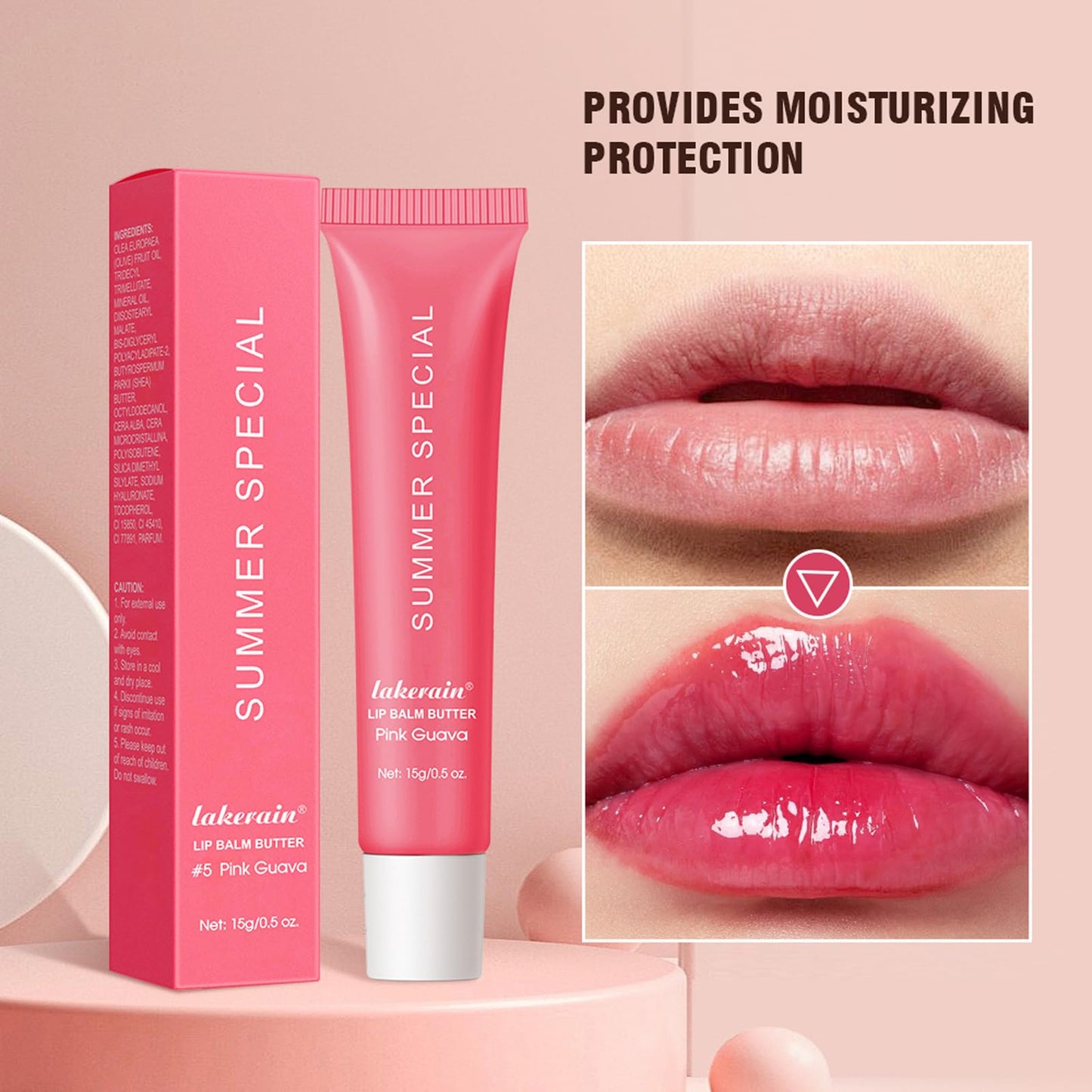 Top view of summer special moisturizing lip gloss set