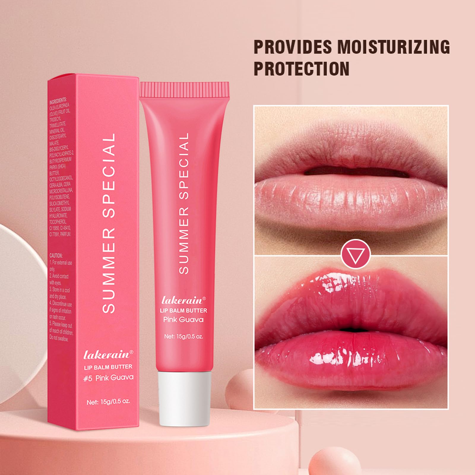 Top view of summer special moisturizing lip gloss set