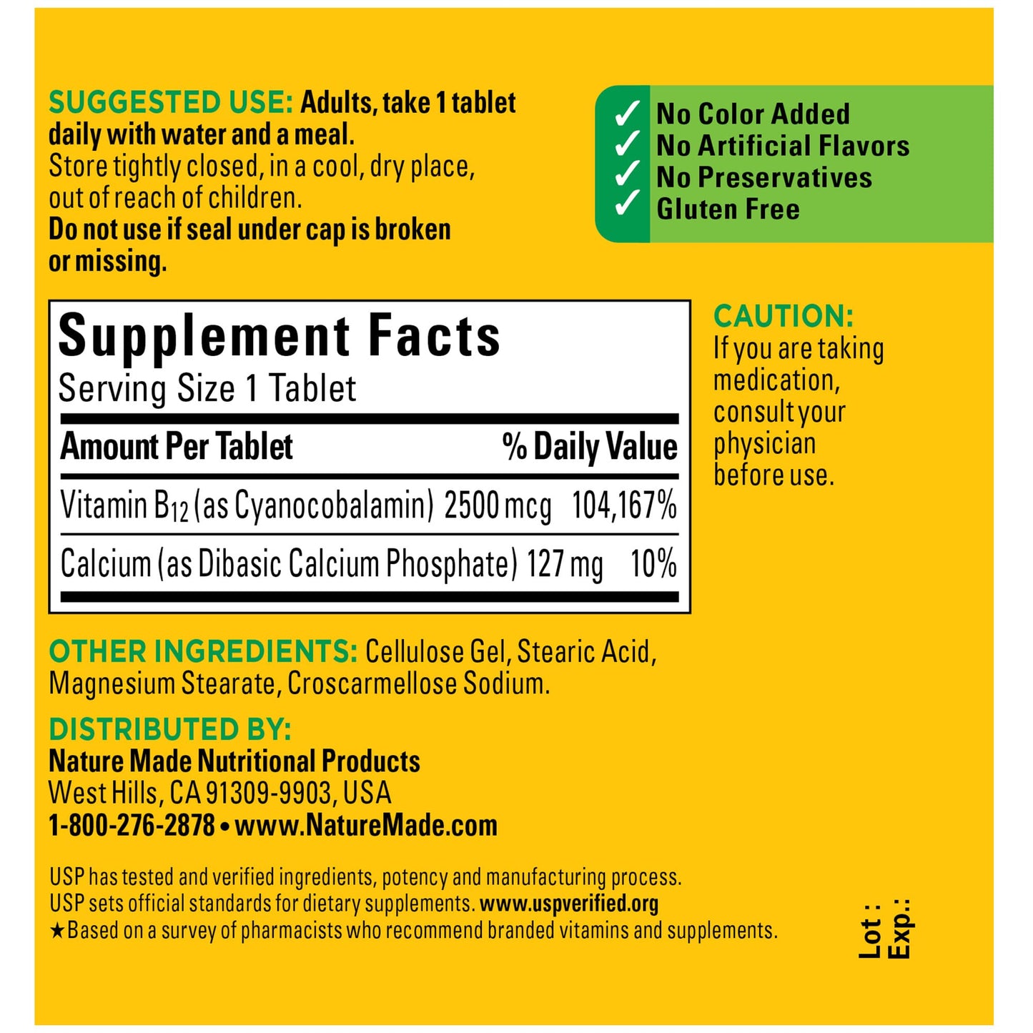 Nature Made Extra Strength B12 dietary supplement tablets for adult fatigue reduction and brain function