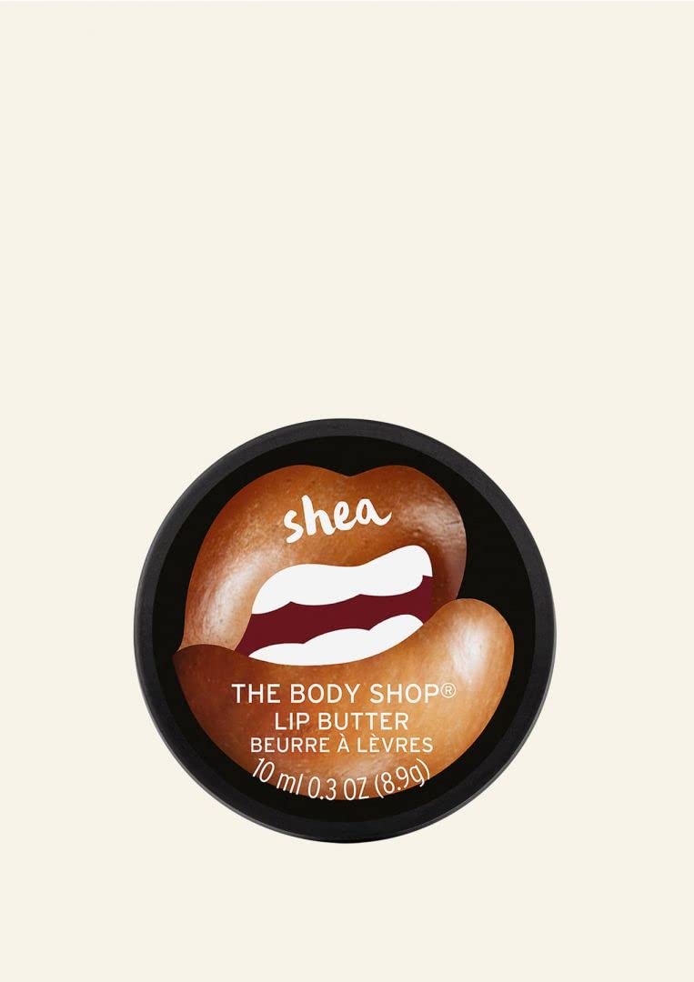 The Body Shop Shea Lip Butter open container showing texture