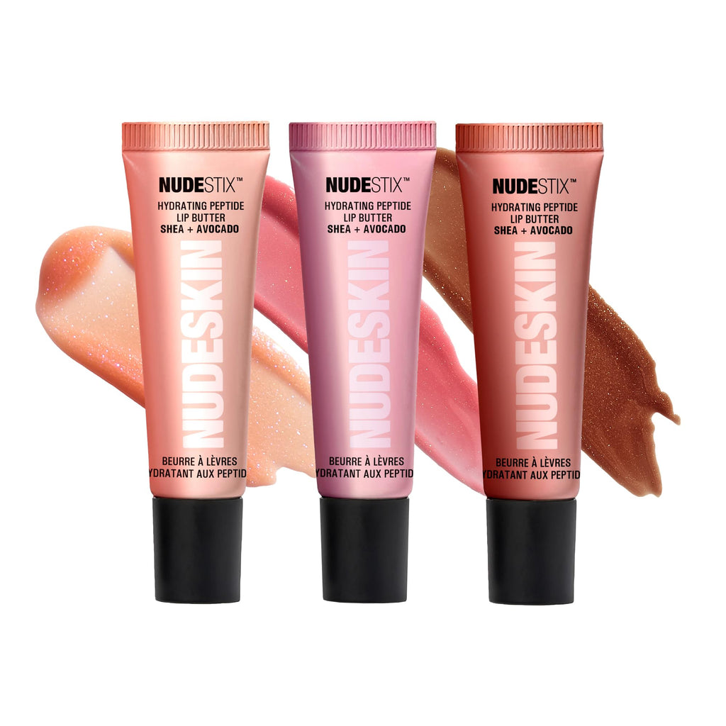 Nudestix lip butter set trio with applicators visible