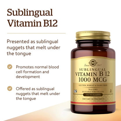 Solgar B12 sublingual cherry flavored nuggets close up showing tablet size