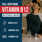 Triquetra Health full spectrum energy supplement showing supplement facts label with triple B12 blend