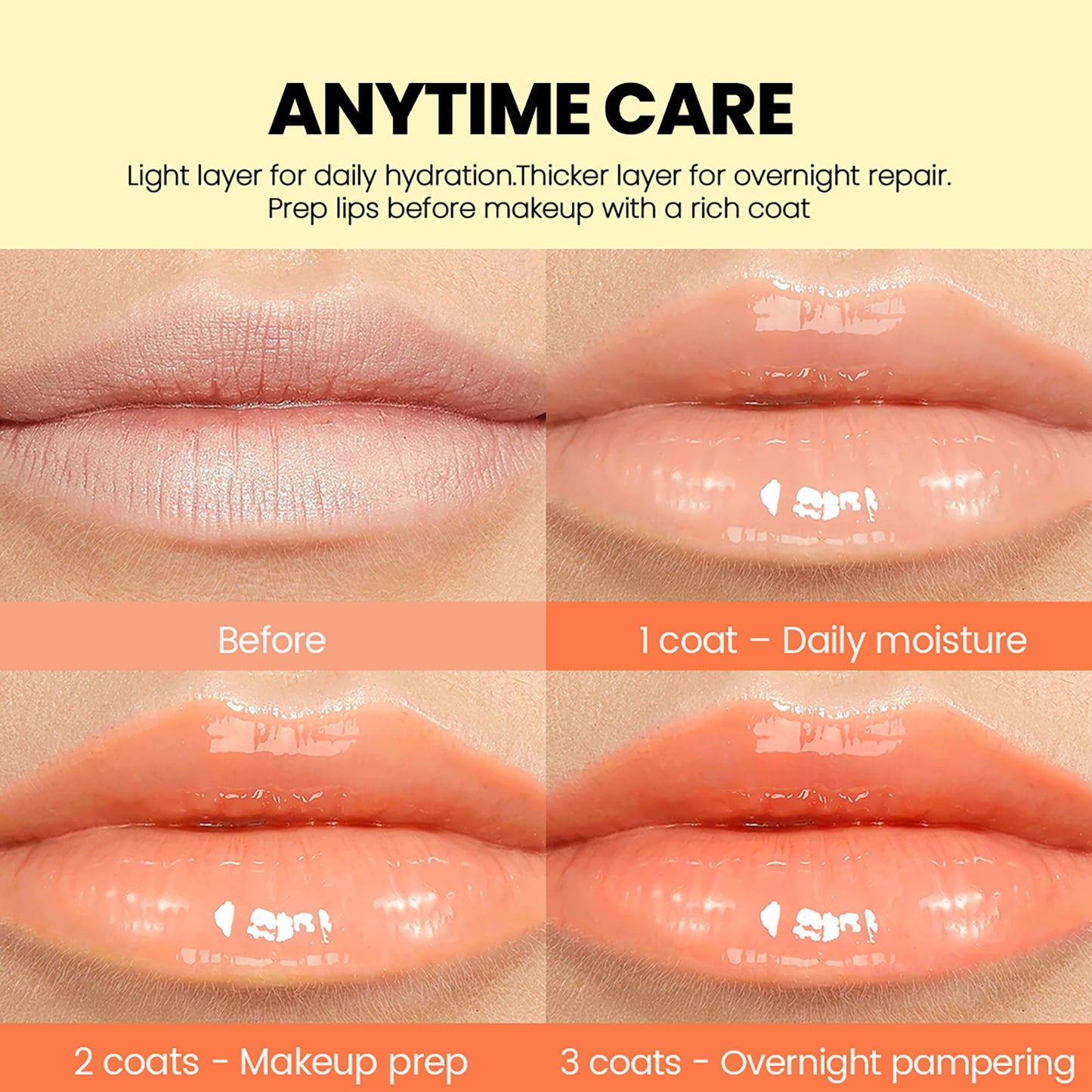 Side profile of Pudaier peach lip balm packaging