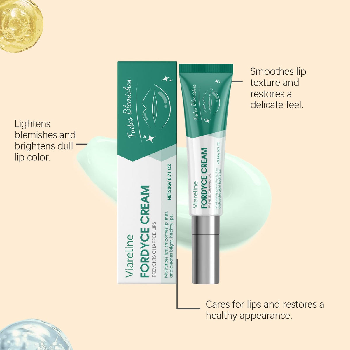 Viareline Brightening Lip Balm back view with usage instructions