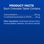 Close up of the triangular oral cobalamin tablets from Nutramax Cobalequin pet supplement