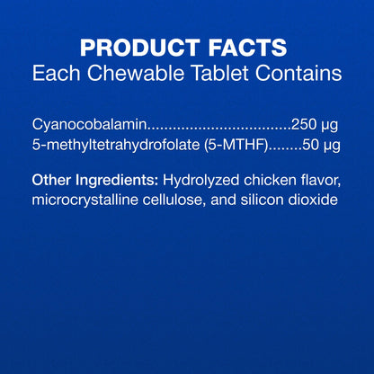 Close up of the triangular oral cobalamin tablets from Nutramax Cobalequin pet supplement
