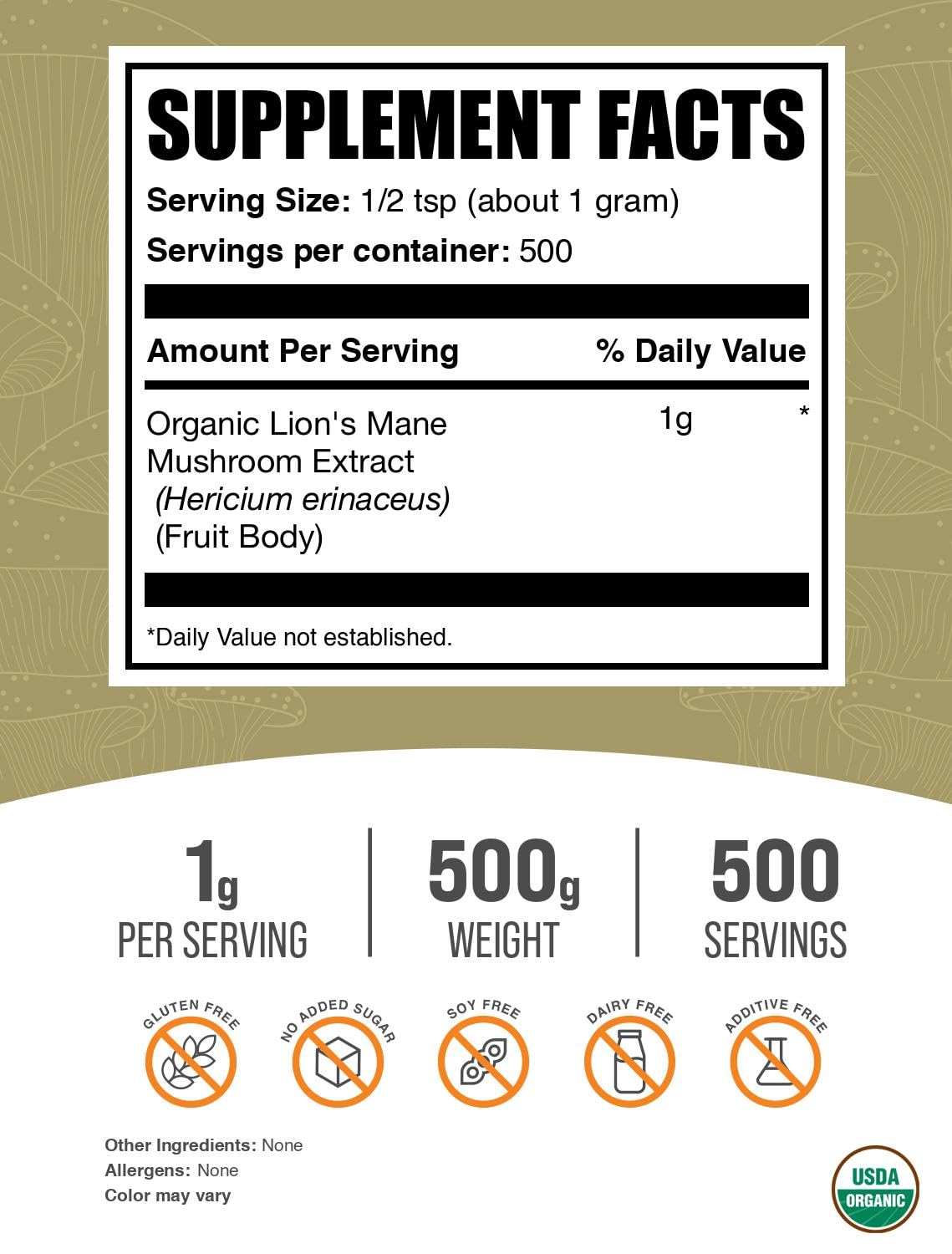 BulkSupplements unflavored mushroom extract powder being mixed into a morning coffee cup