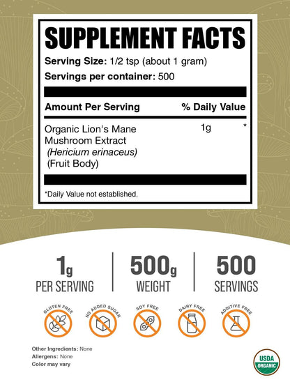 BulkSupplements unflavored mushroom extract powder being mixed into a morning coffee cup