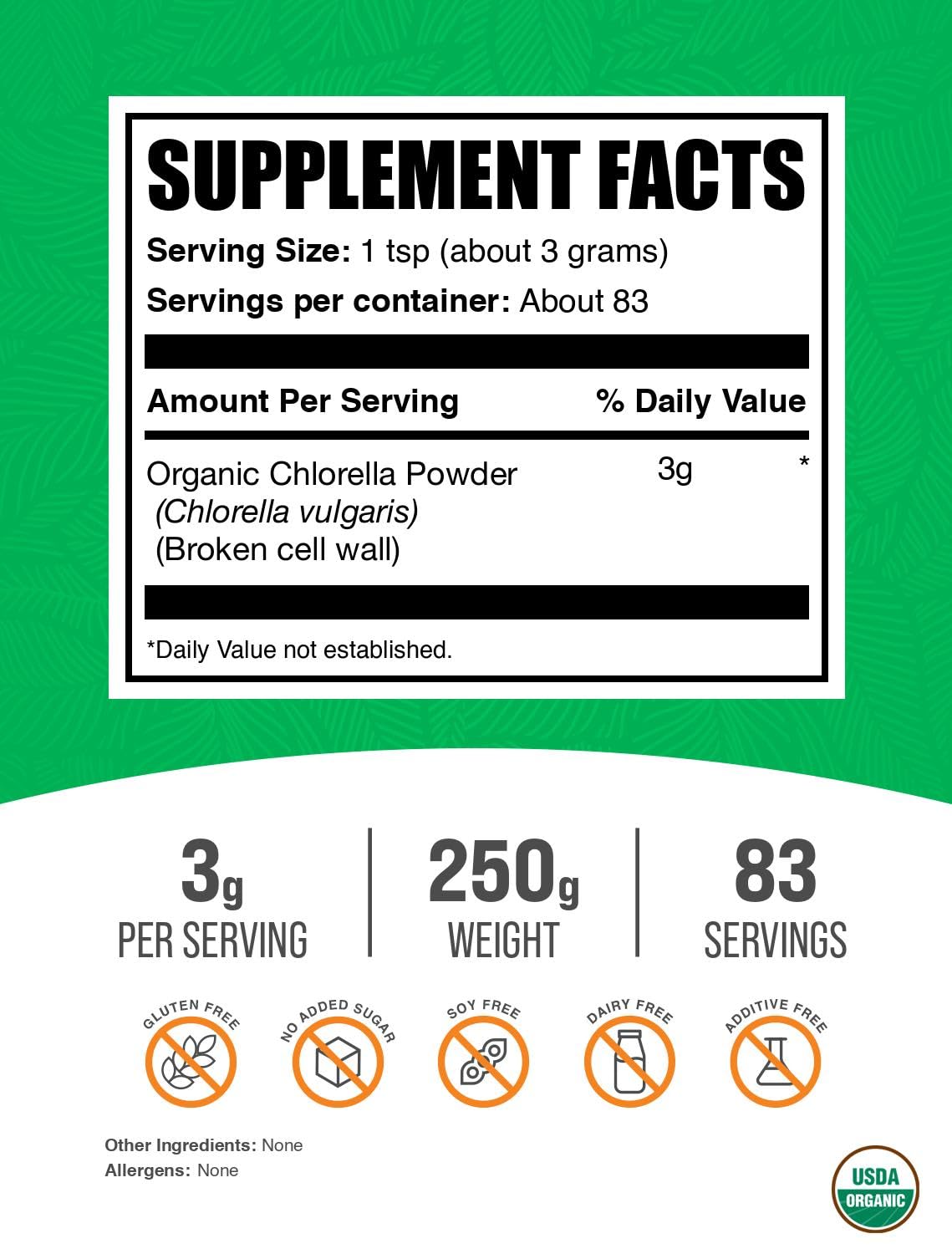 BulkSupplements organic green superfood powder packaging details