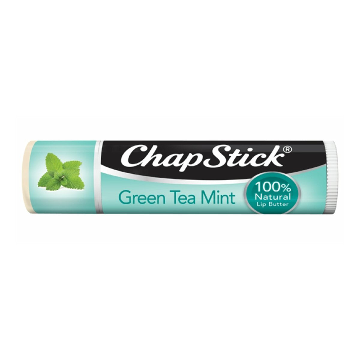 ChapStick green tea mint natural lip balm showing the 0.15 ounce travel friendly packaging