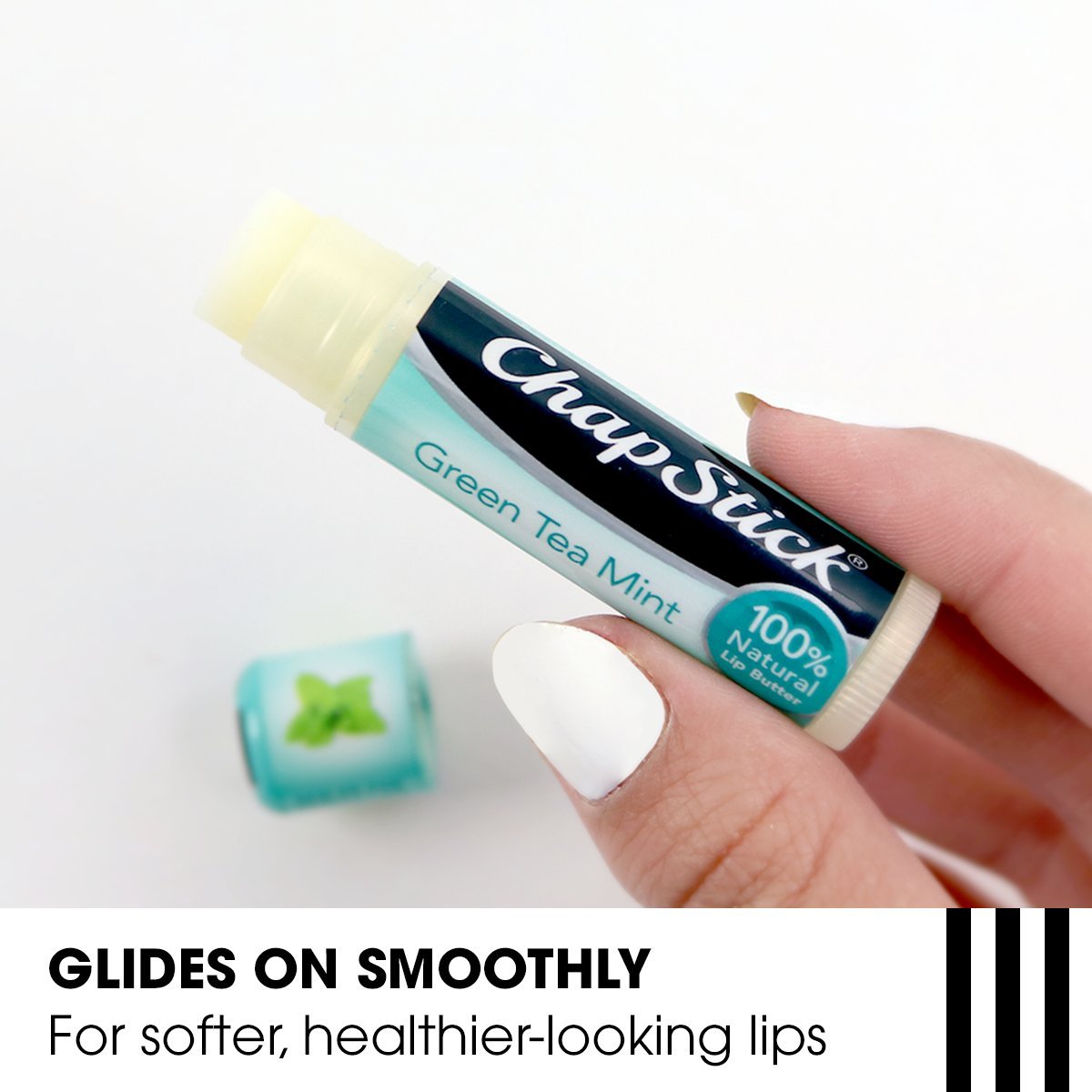 Satin finish clear application texture of ChapStick natural lip moisturizer