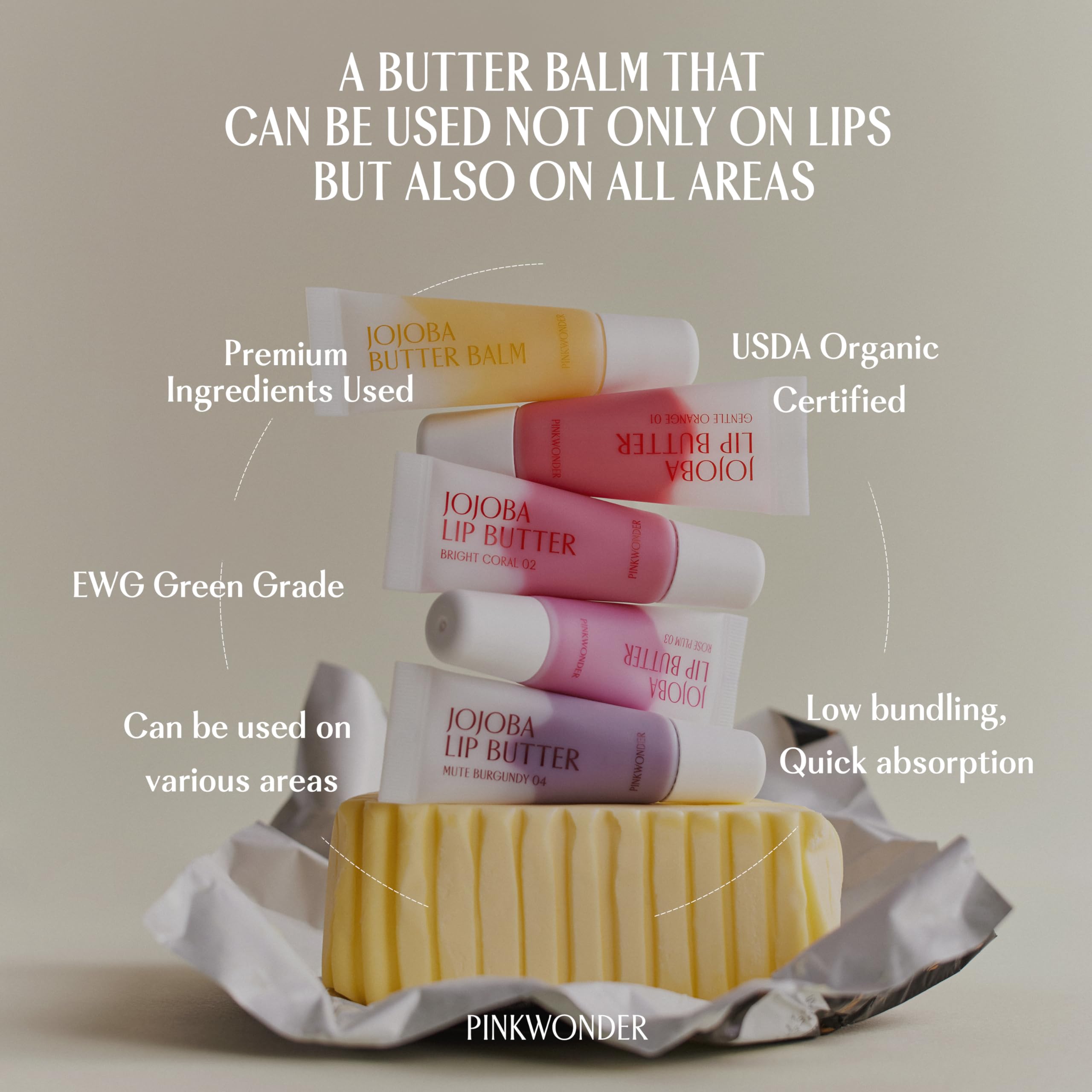 Pinkwonder Jojoba Lip Butter applicator and texture detail