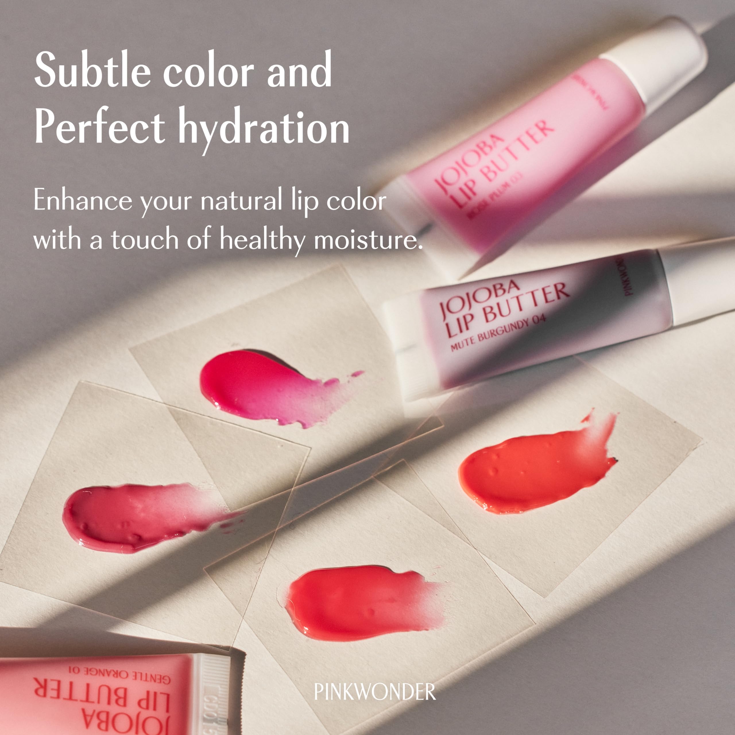 Pinkwonder Jojoba Lip Butter 04 Mute Burgundy swatched on skin