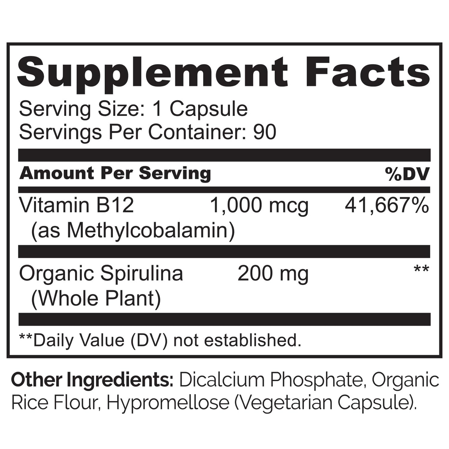 Side label of NATURELO vegan B12 dietary capsules detailing the clean non GMO and gluten free ingredient composition.