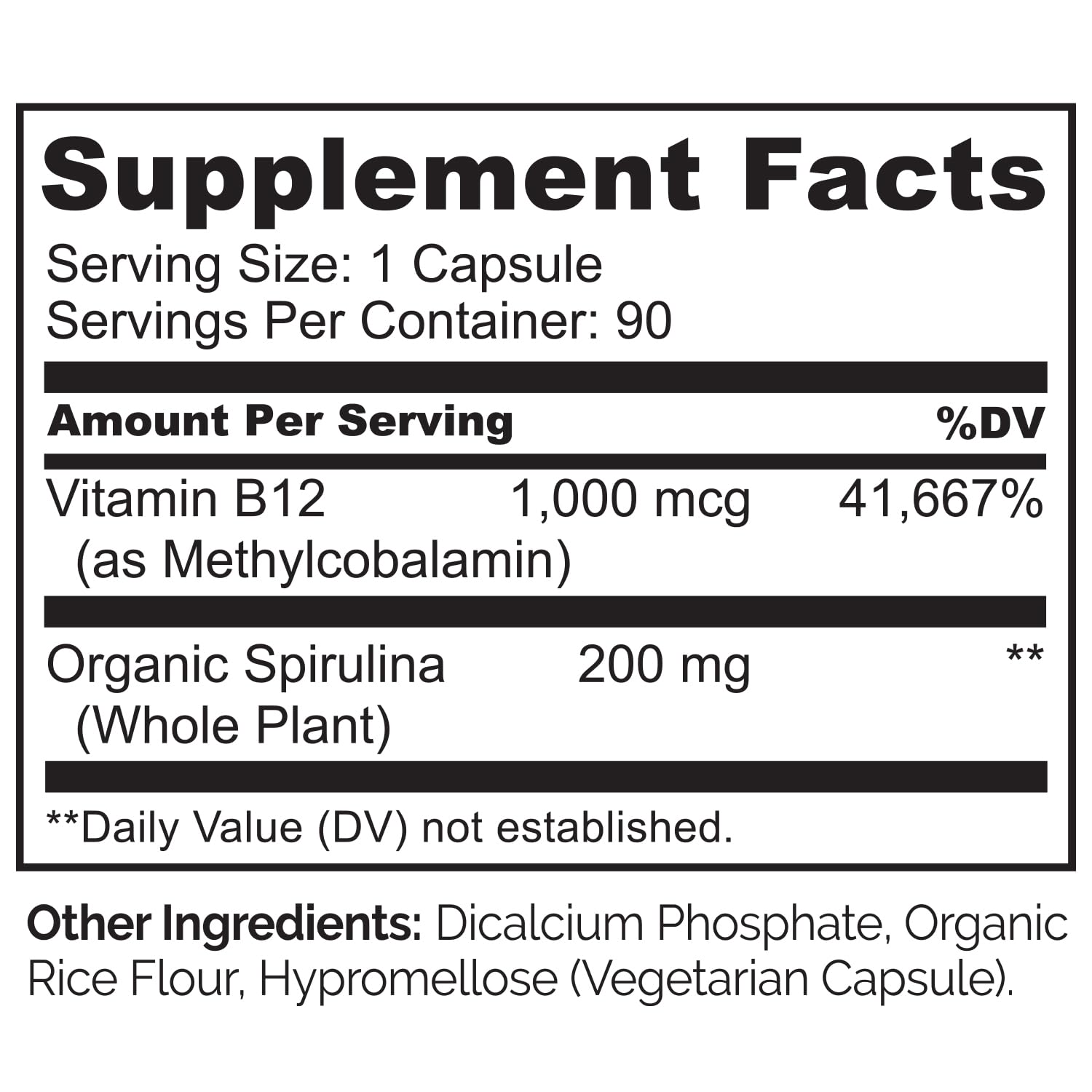 Side label of NATURELO vegan B12 dietary capsules detailing the clean non GMO and gluten free ingredient composition.