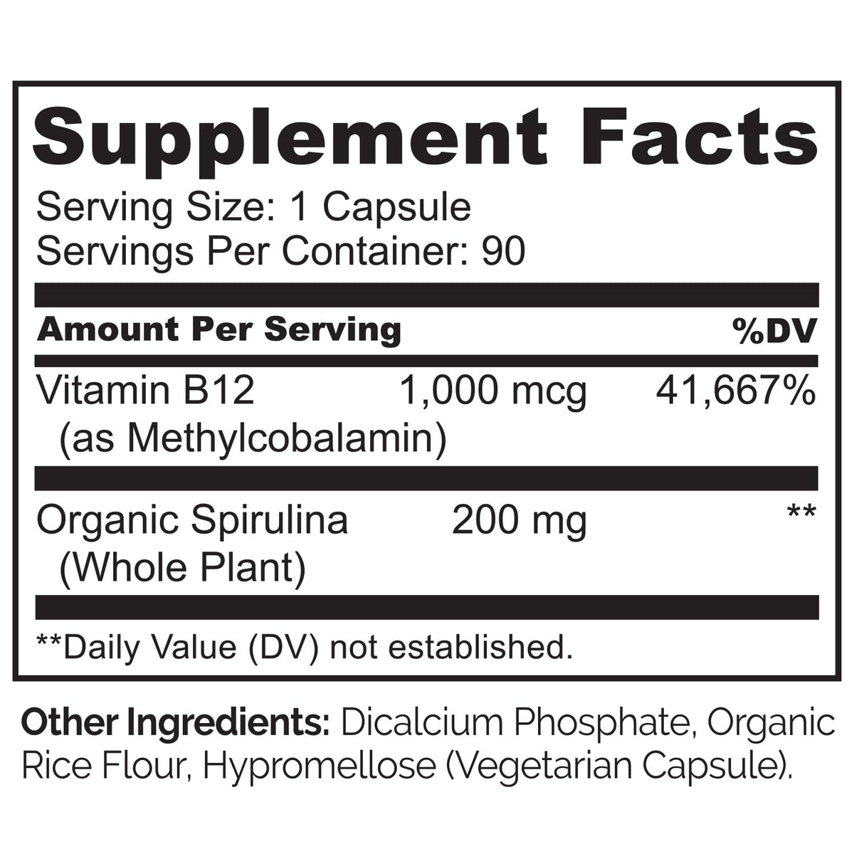 Side label of NATURELO vegan B12 dietary capsules detailing the clean non GMO and gluten free ingredient composition.