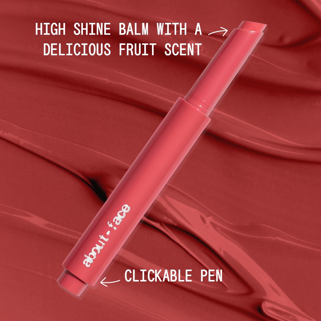Close up of aboutface cherry pick lip balm twist applicator