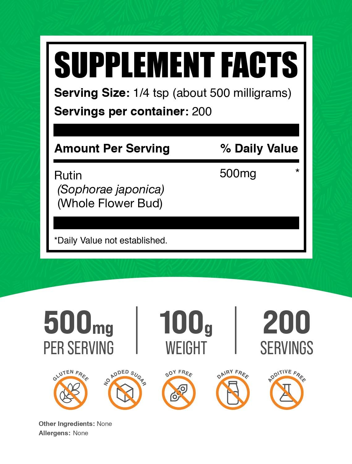 BulkSupplements Rutin powder texture and packaging details