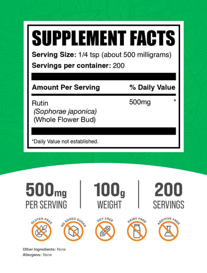 BulkSupplements Rutin powder texture and packaging details