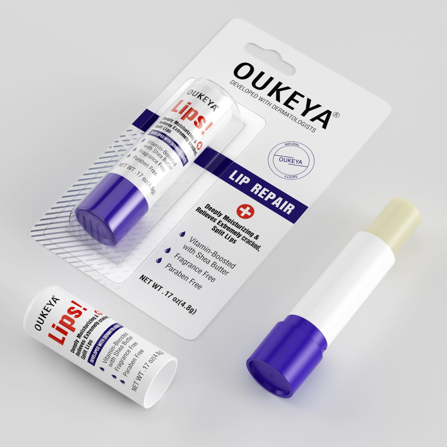 Authentic Oukeya lip balm set for overnight repair