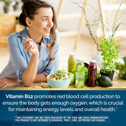 Side view of Nature's Wonder B12 bottle showing supplement facts