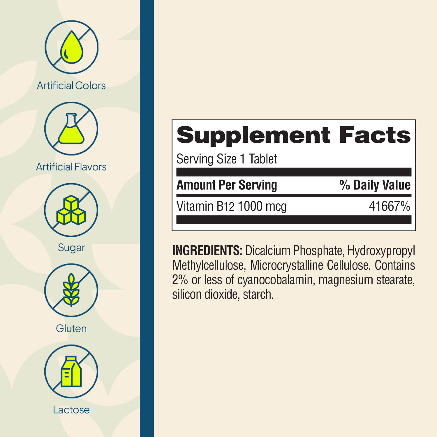 Nature's Wonder B12 tablets for energy metabolism