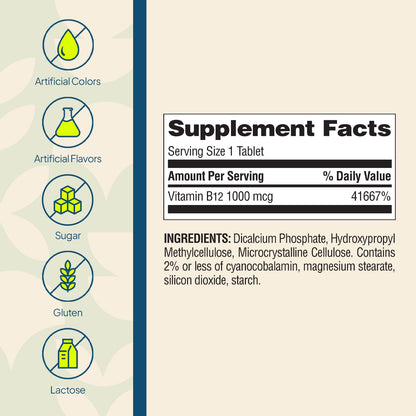 Nature's Wonder B12 tablets for energy metabolism