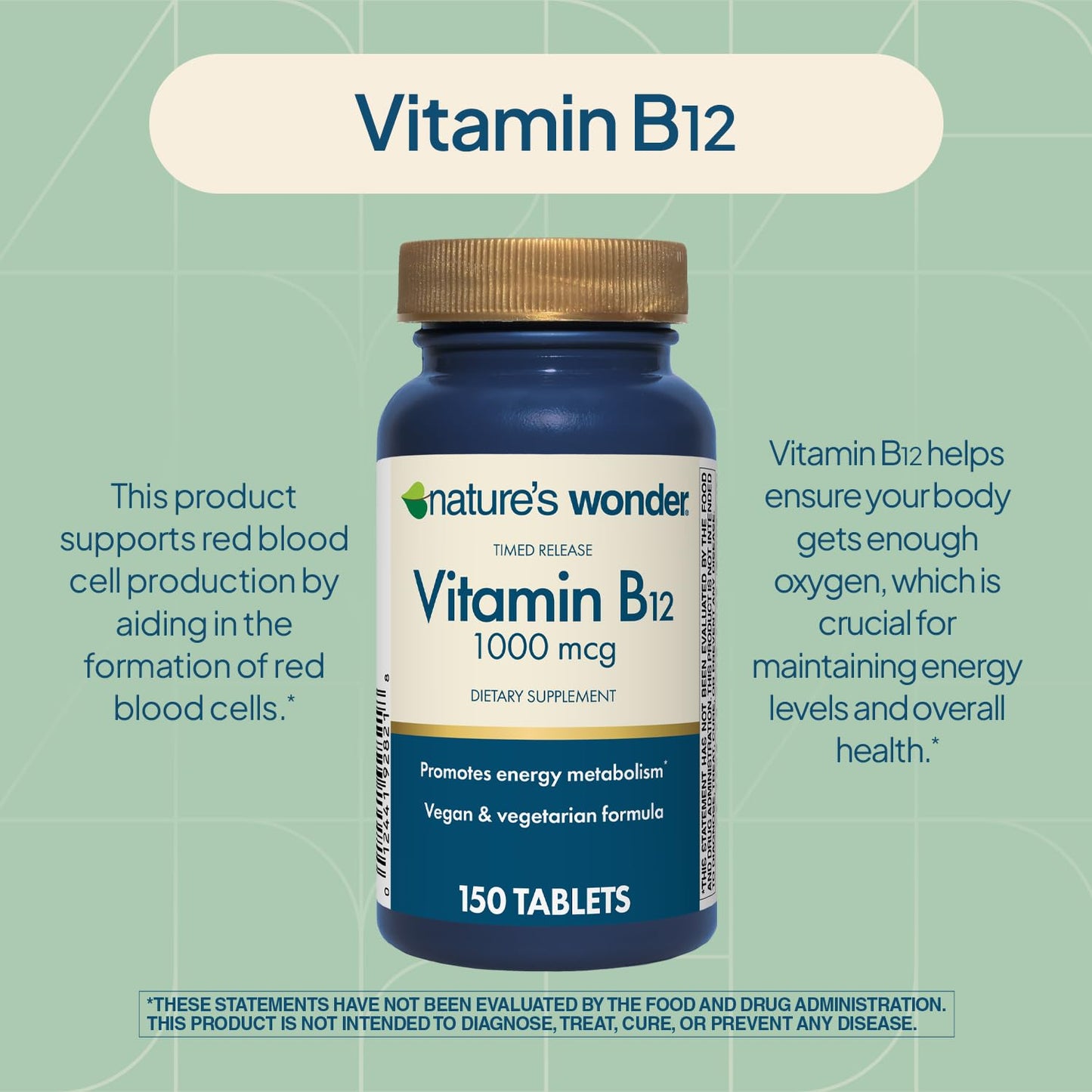 Authentic Nature's Wonder Vitamin B12 supplement bottle