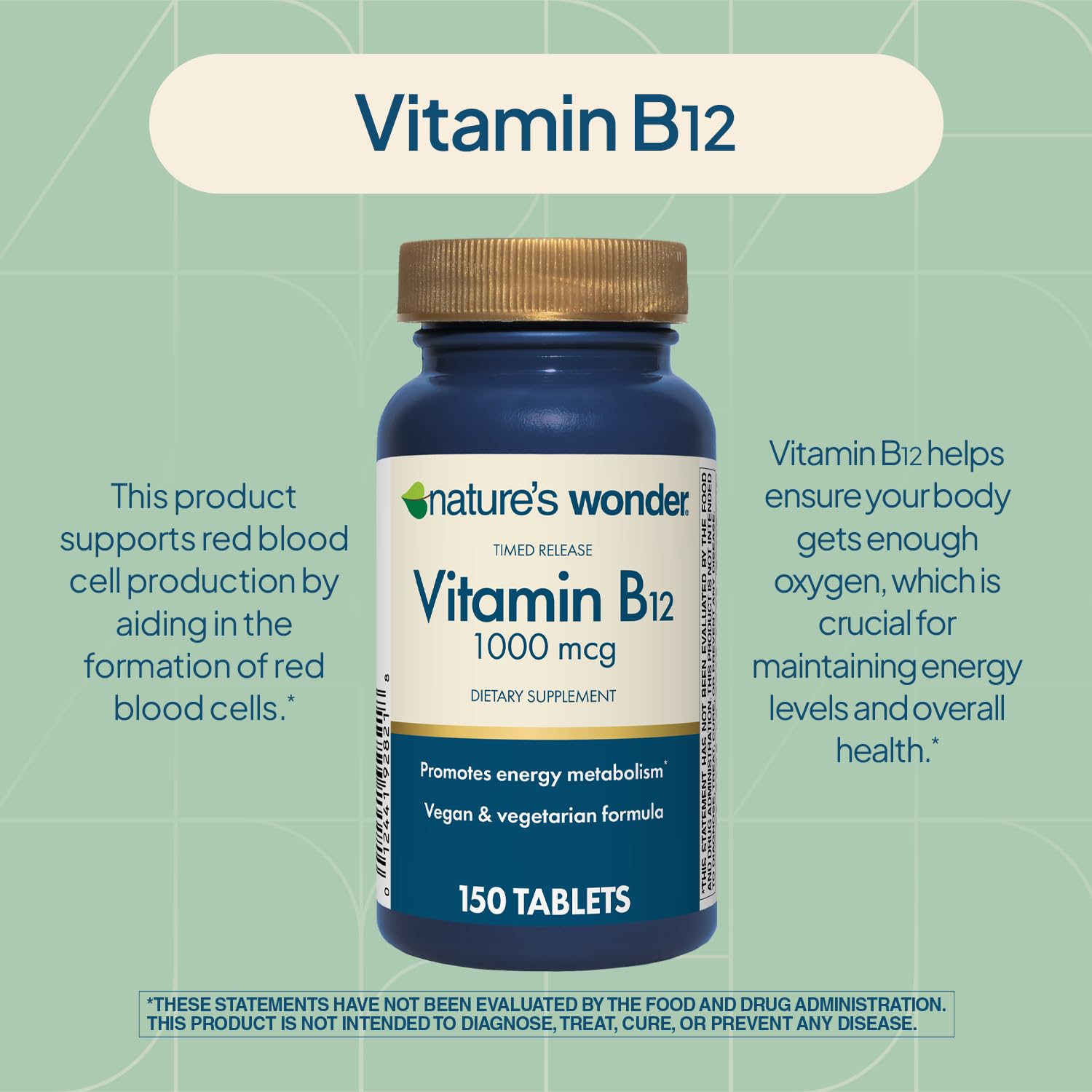 Authentic Nature's Wonder Vitamin B12 supplement bottle