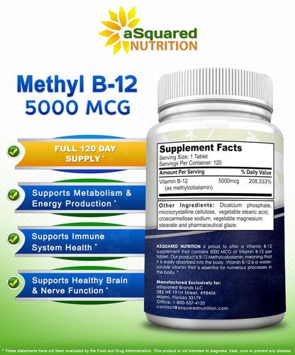 Close up view of clean formula methylcobalamin 5000 MCG tablets