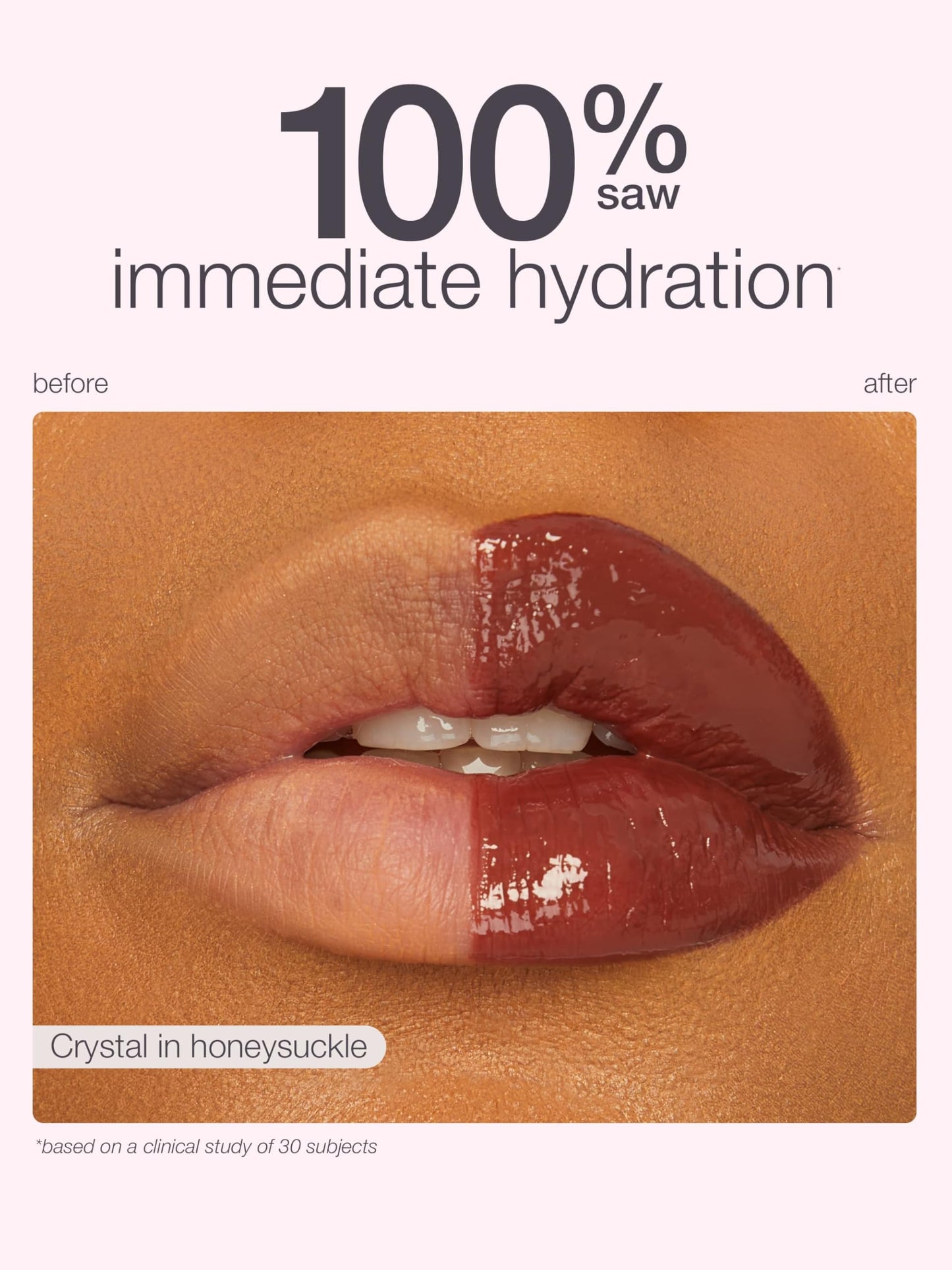 Close up of Tarte lip balm glossy texture