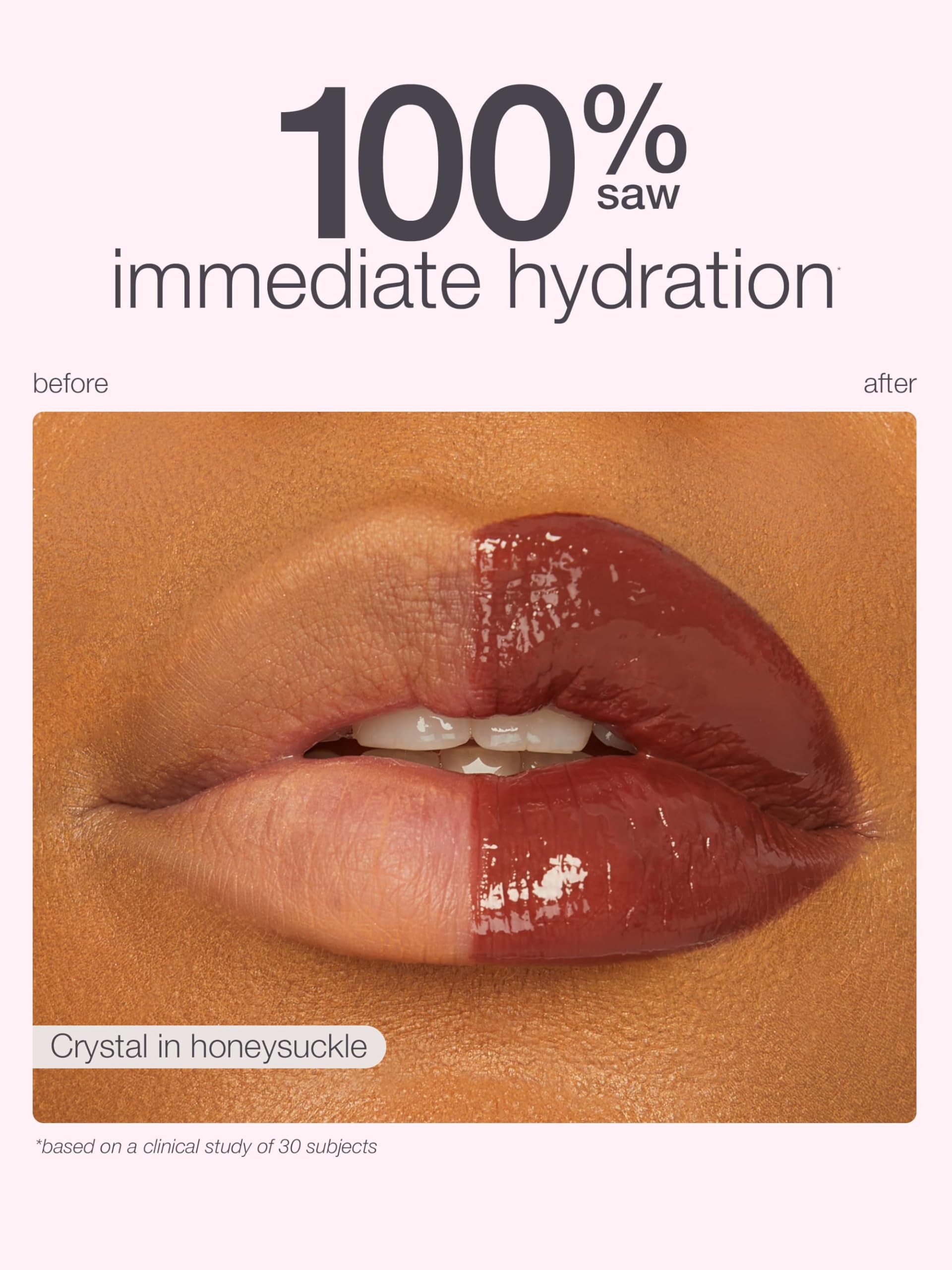 Close up of Tarte lip balm glossy texture