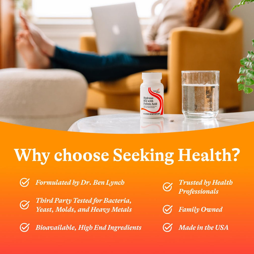 Seeking Health Hydroxo B12 with Folinic Acid dietary lozenges bottle seal verification