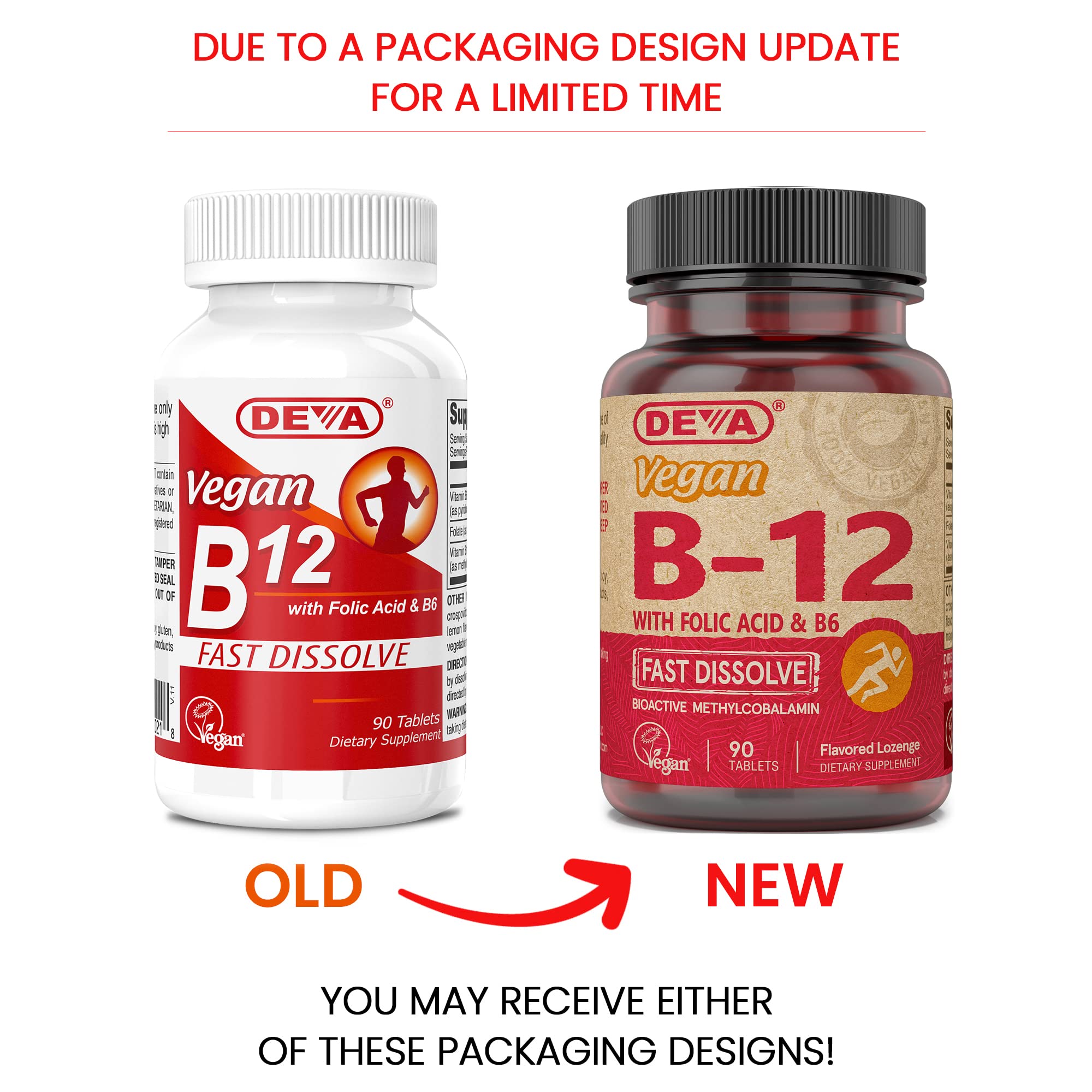 Back label of DEVA Vegan Vitamin B12 supplement showing nutrition facts and ingredient list
