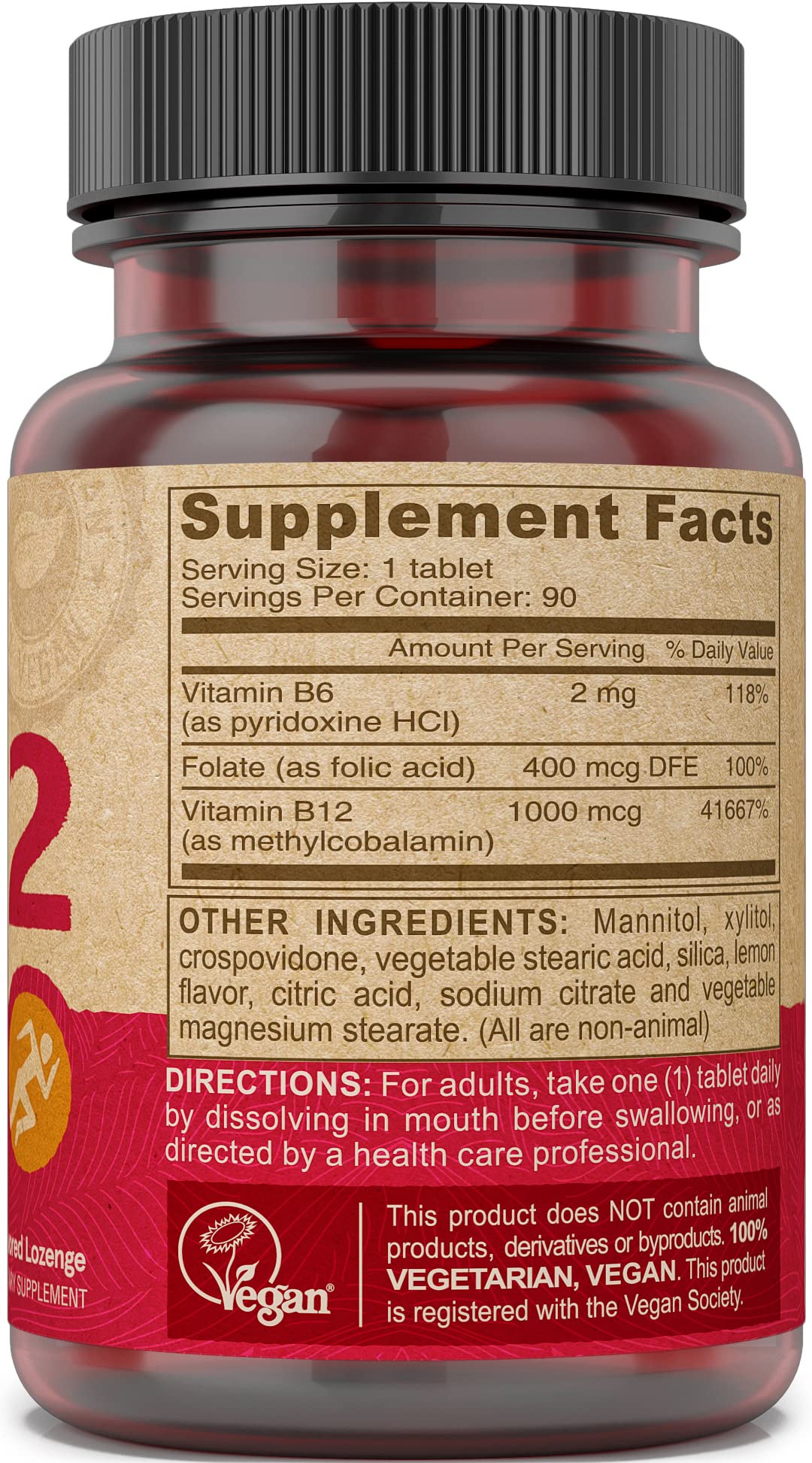 Close up of DEVA Vegan B12 lemon flavored fast melt tablets on a clean background