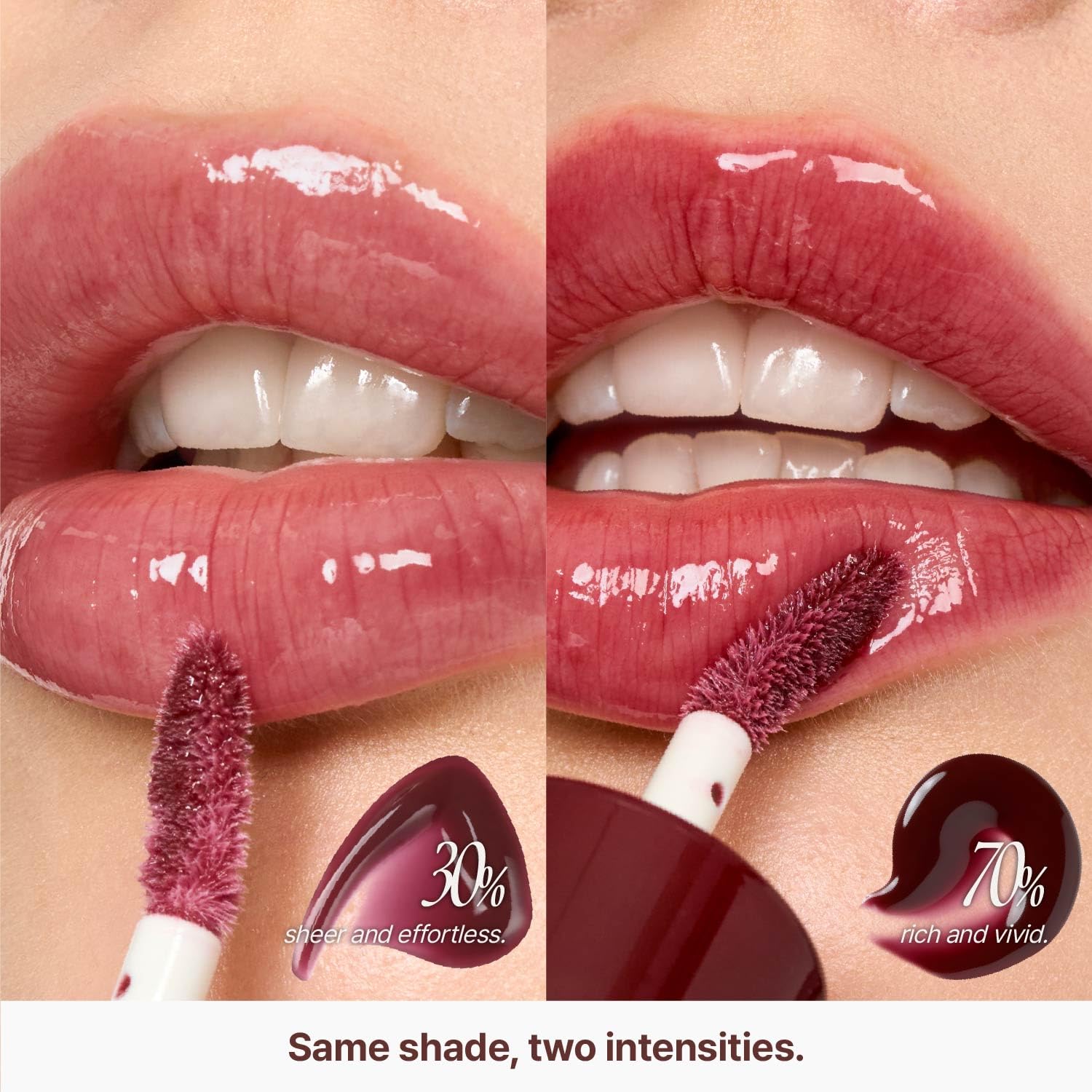 Model wearing Fwee 3D Voluming Gloss 30% sheer tint