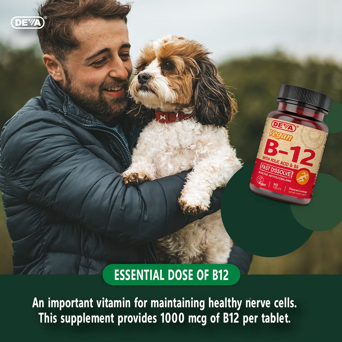 Authentic DEVA Vegan B12 with Vitamin B6 and Folic Acid bottle for daily nutritional support