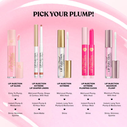 Too Faced Lip Injection Extreme box and bottle branding