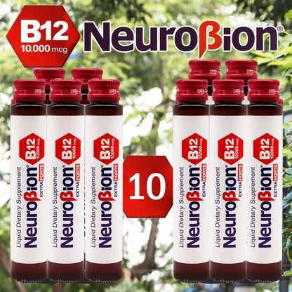 Neurobion B12 liquid energy supplement premium packaging close up