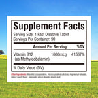 Innate Vitality B12 1000mcg supplement facts label