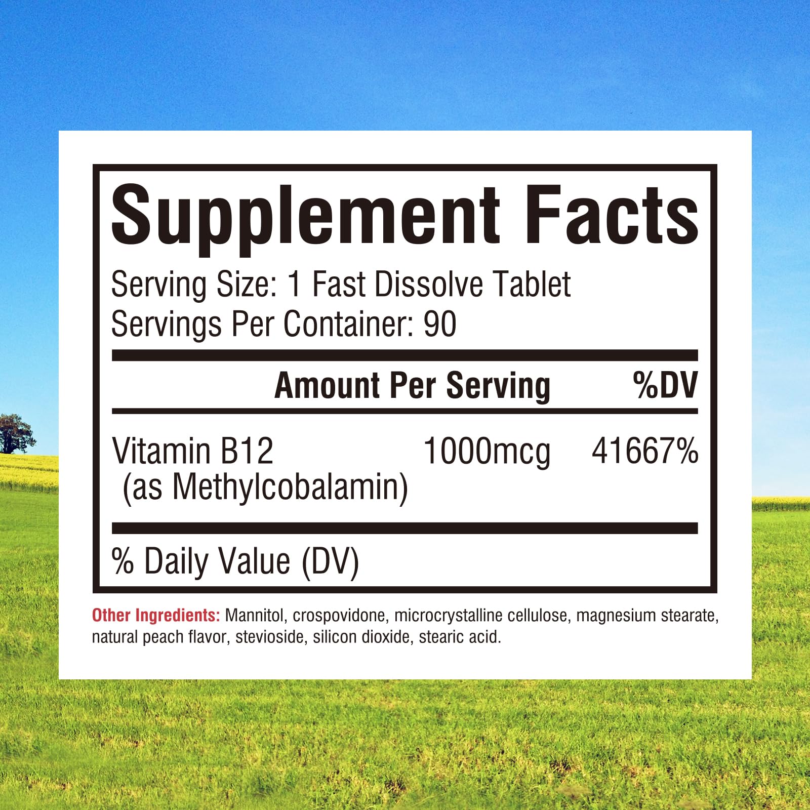 Innate Vitality B12 1000mcg supplement facts label