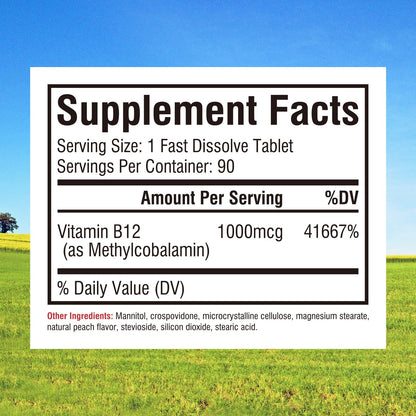 Innate Vitality B12 1000mcg supplement facts label