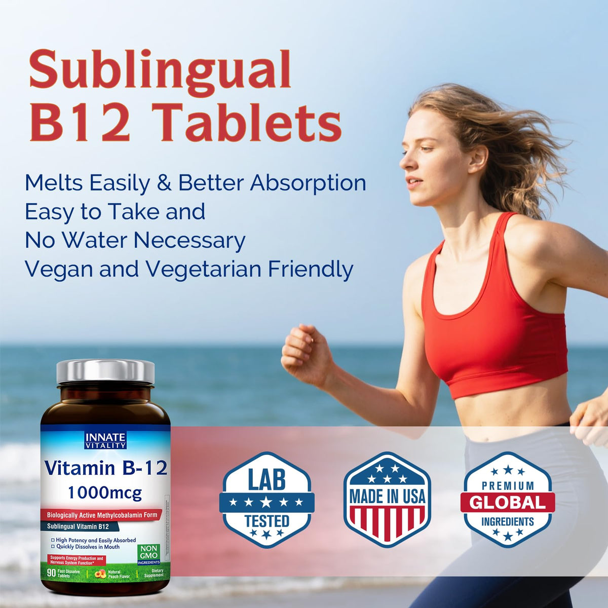 Close up of Innate Vitality B12 tablet texture