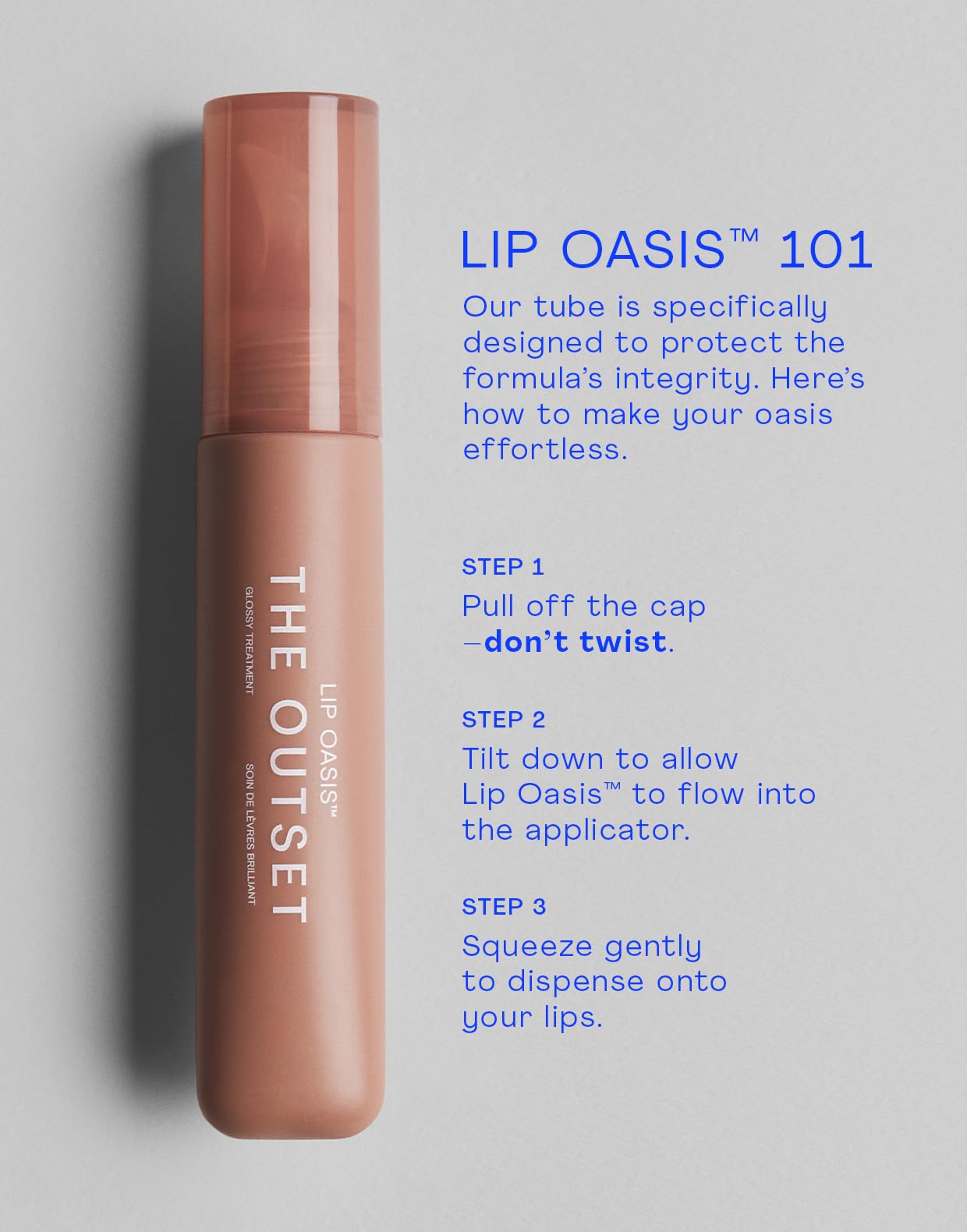 The Outset Lip Oasis packaging and product size