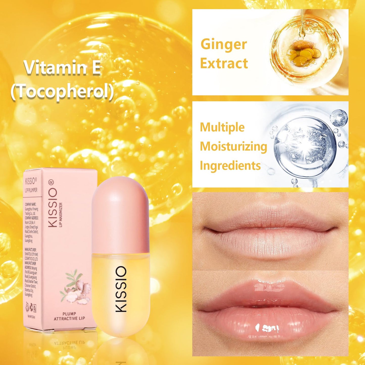 Kissio moisturizing lip gloss side profile for size reference